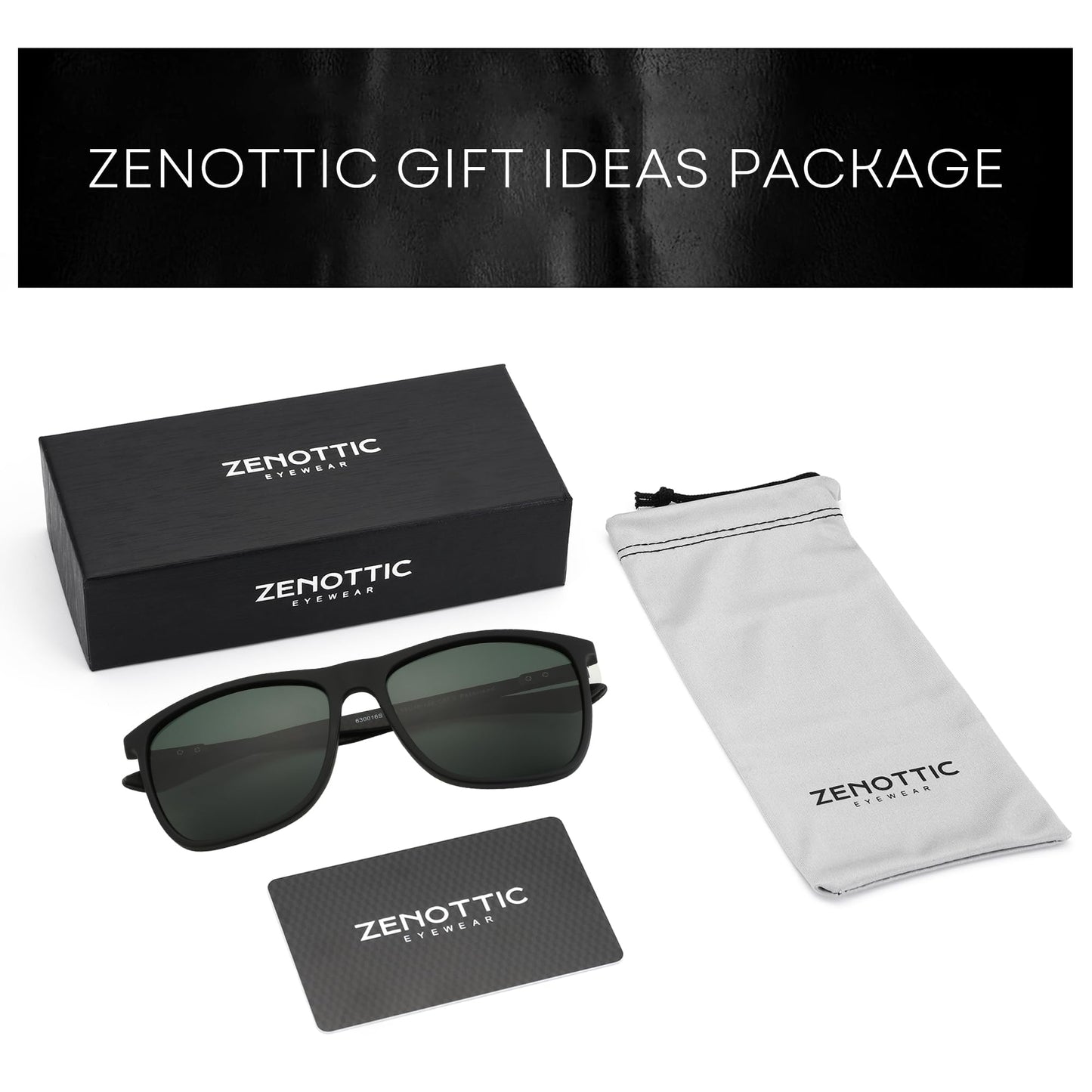 ZENOTTIC Square Polarized Sunglasses for Men - Ultralight Carbon Fiber Sun Glasses Driving Fishing Cycling Golf Sports UV400 Protection