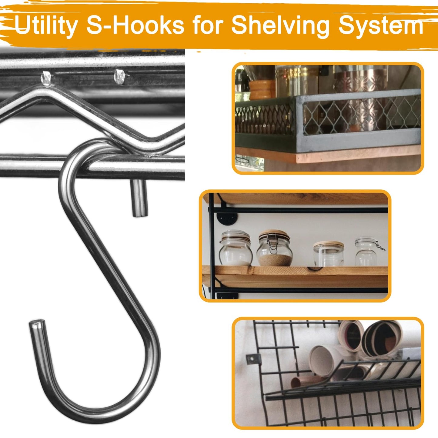 LIGHT DUST Heavy Duty Steel S Hooks - 30pcs Small Hanging Stainless Steel Metal Hooks 2-Sized Ends Hangers Standing Wire Shelf Hangers Closet Rod Shelving Utility Garage Storage Organization (Silver)