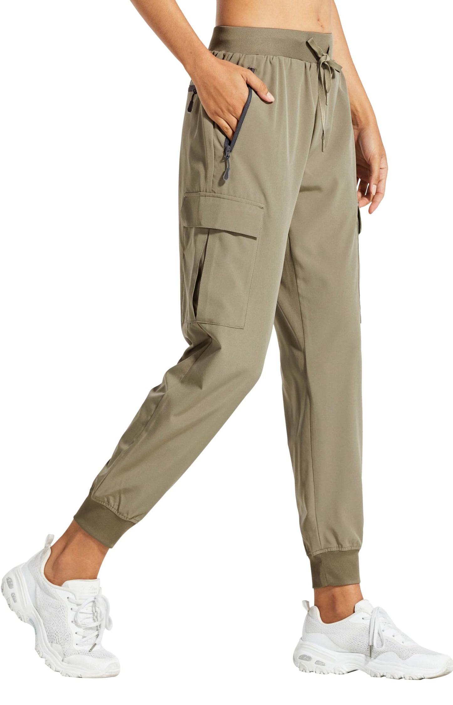 Libin Women's Cargo Joggers Lightweight Quick Dry Hiking Pants Athletic Lounge Casual Travel, Khaki XS
