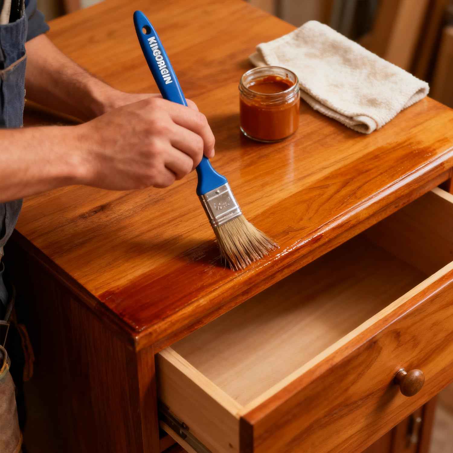 KingOrigin 1.5 Inch Paint Brush Set, 40 Pack, 1-1/2 Inch (38mm) Flat Paint Brushes for Walls, Furniture, Crafts, Professional DIY Painting & Touch-Ups