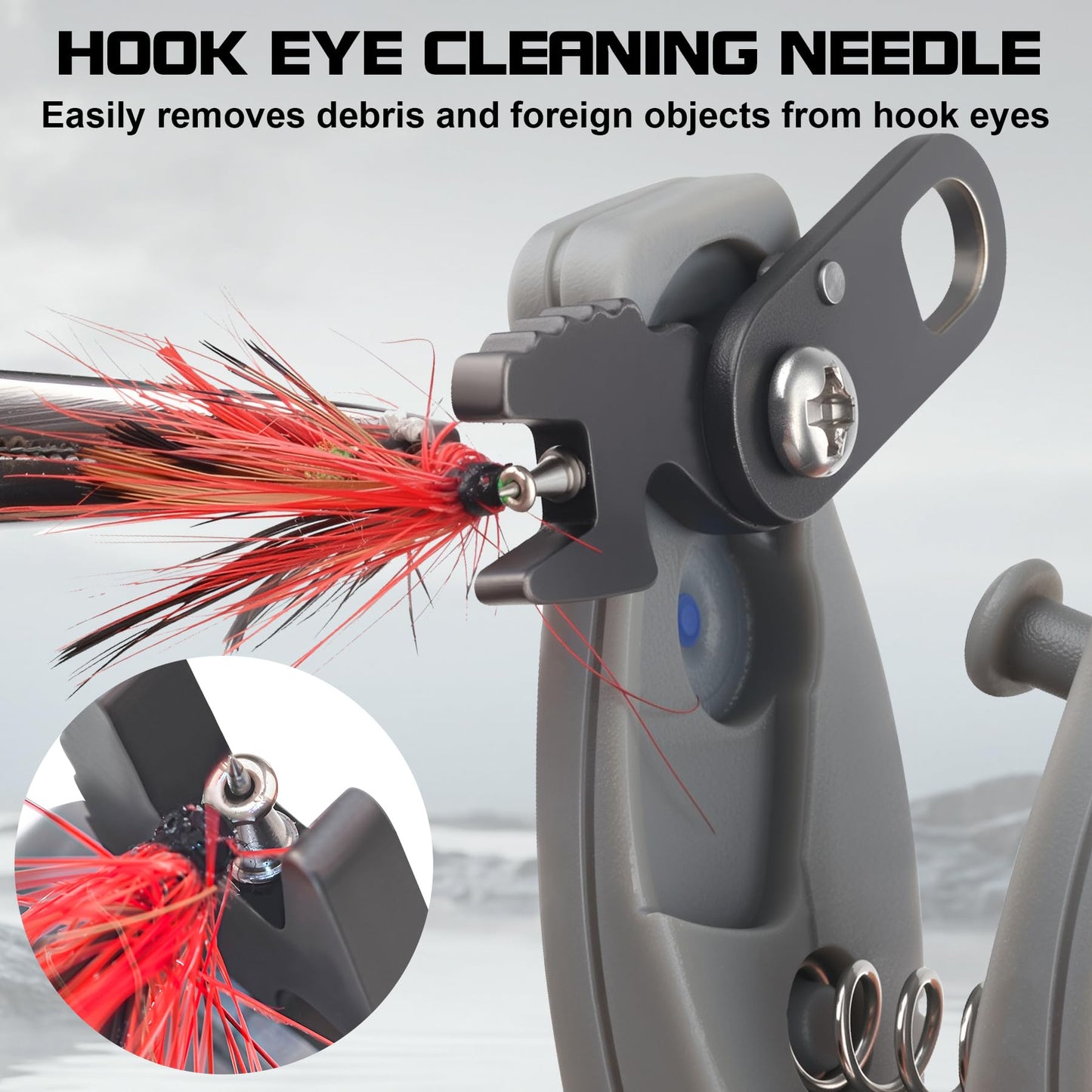 Booms Fishing Line Cutter with Retractor: Mini Fishing Scissors for Braided Momo Fluoro Line - Braid Scissors Saltwater with Hook Eye Cleaner - Serrated Shears with Locking Feature, FR1