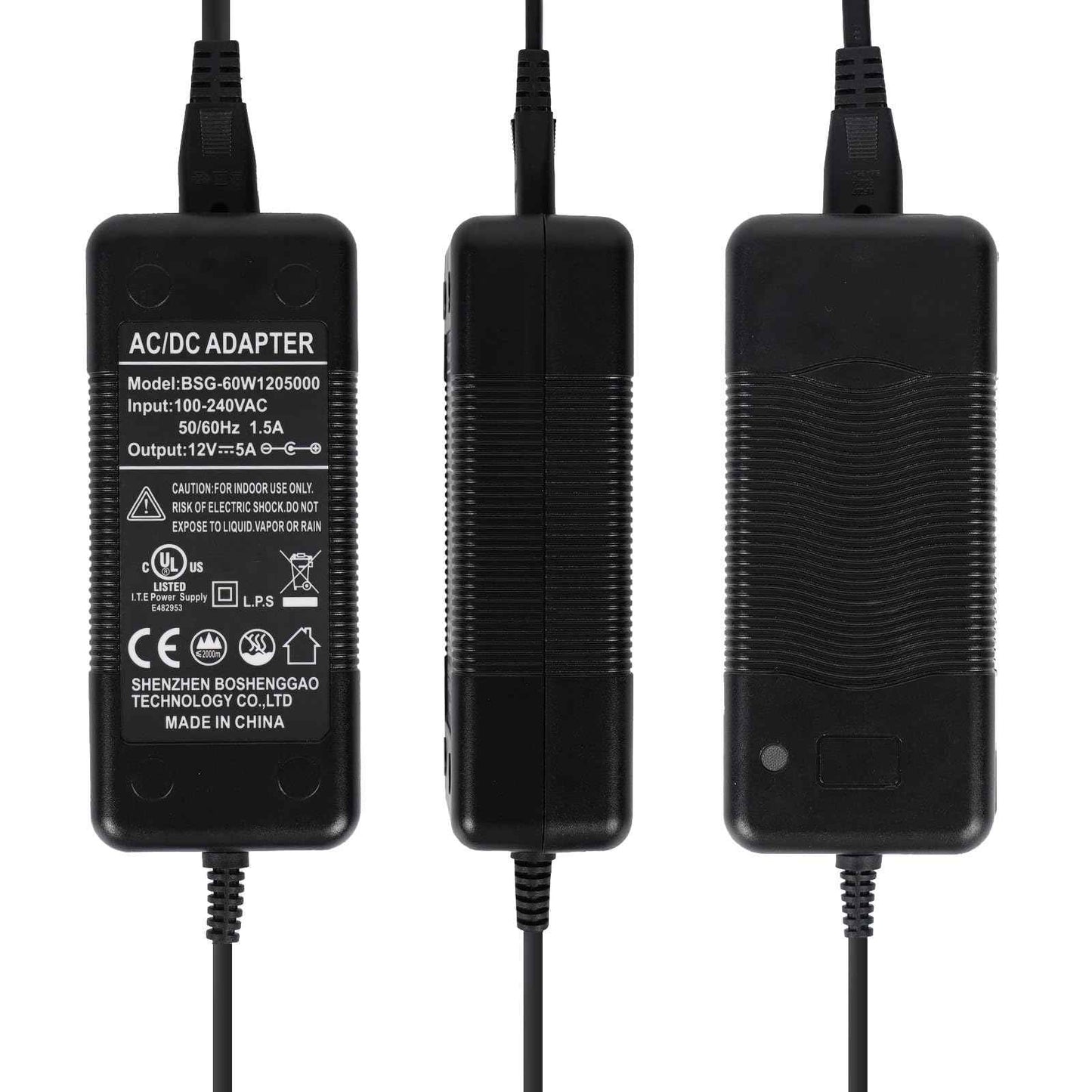 HappyBird Lighting Universal 5 Amp 12V Power Supply Adapter - AC 100-240V to 12V - 5.5 x 2.1mm Output Jack for LED Strips, CCTV Cameras, Light Bars