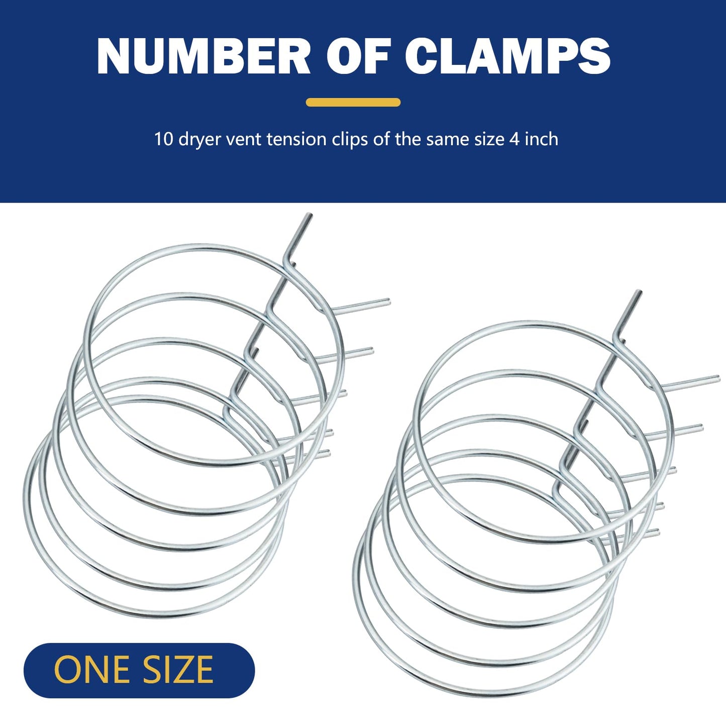 Dryer Vent Tube Tension Clamp 4 Inch, Dryer Tube Clamps Connect with 4 In Dryers Vent Hose, 4 Inch Diameter Quick Release Hose Duct Clip, 10 Pcs