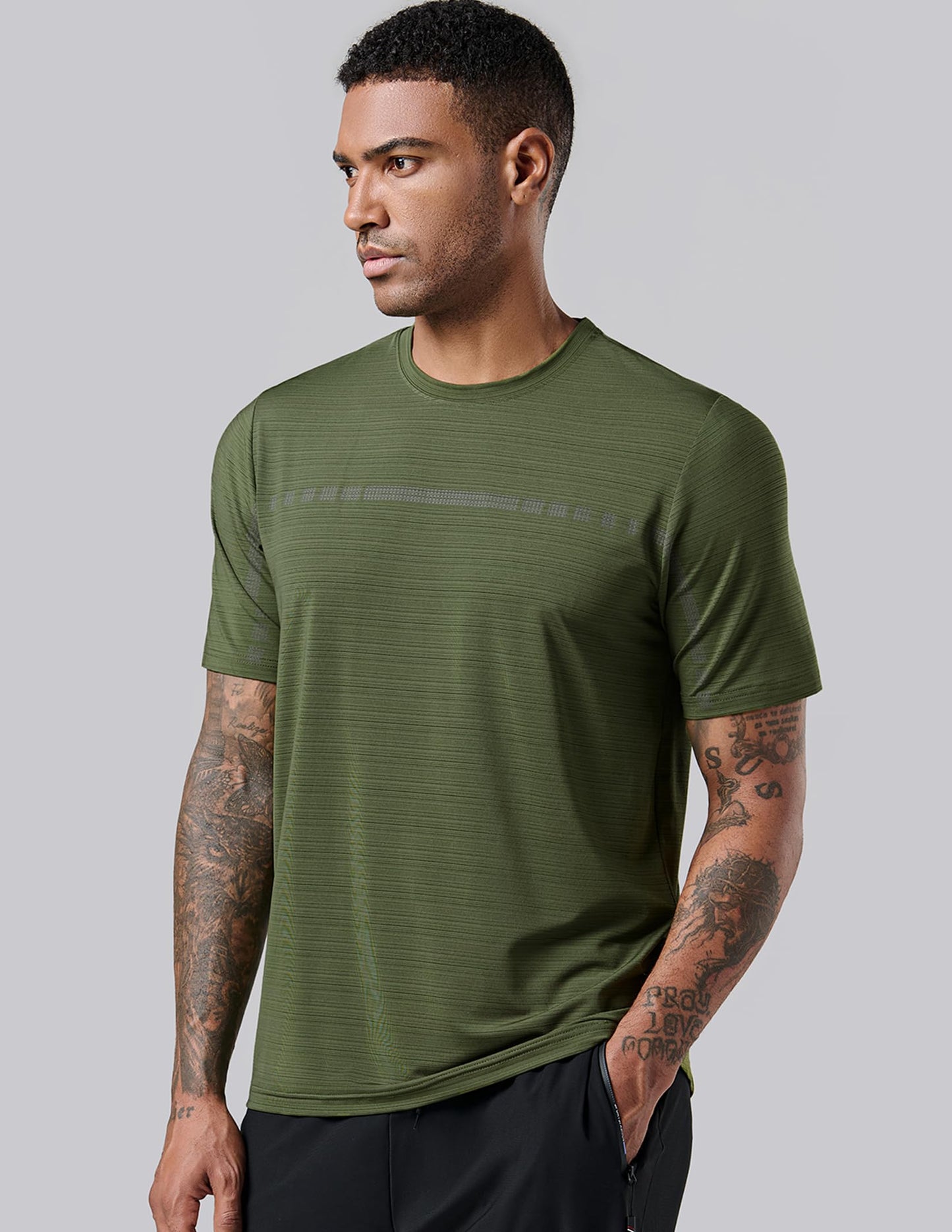 5 Pack Men’s Active Quick Dry Crew Neck T Shirts | Athletic Running Gym Workout Short Sleeve Tee Tops Bulk (Set 16, Large)