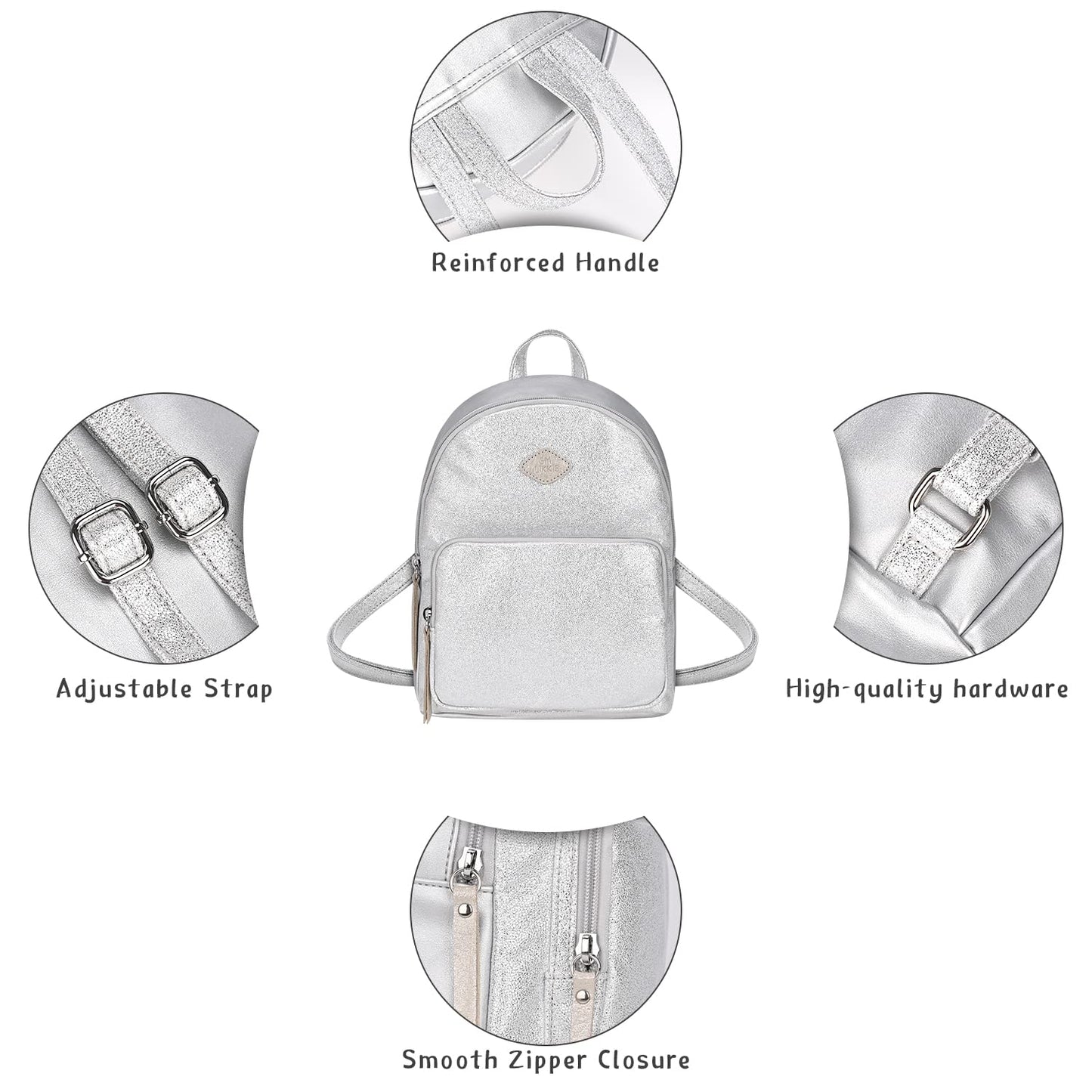GM LIKKIE Glitter Fashion Backpack, Sequin Small Backpack, Mini Backpack for Women (Silver)