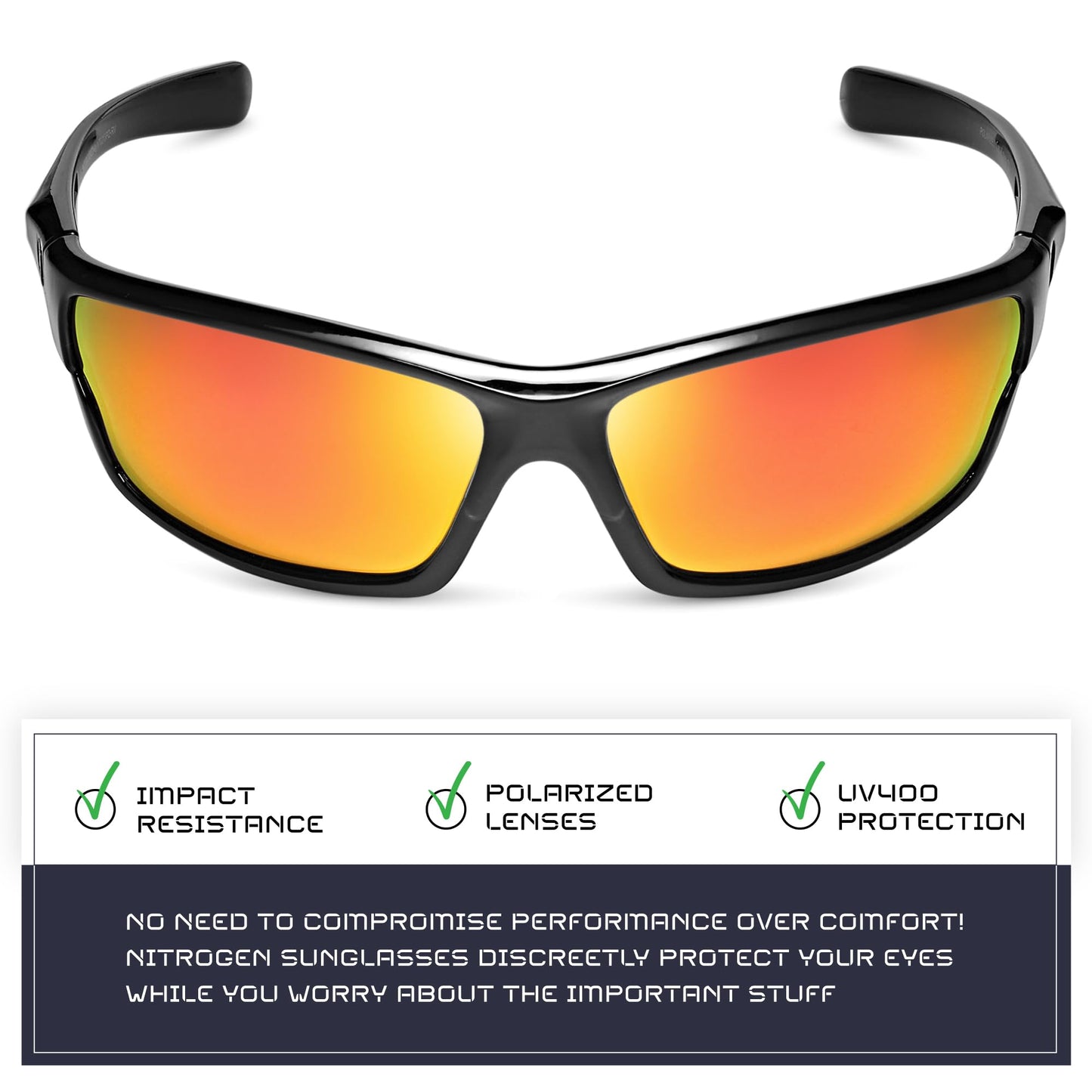Nitrogen Polarized Wrap Around Sport Sunglasses for Men Women UV400 Driving Fishing Running Sun Glasses