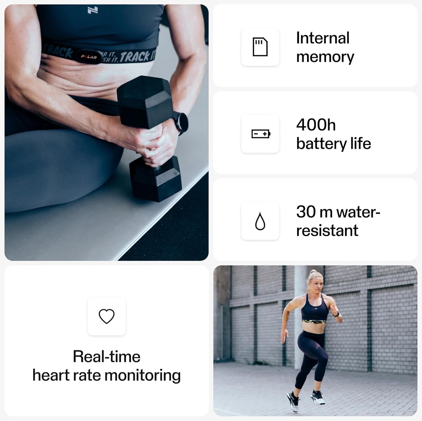Polar H10 Heart Rate Monitor - Waterproof Bluetooth Chest Strap for Accurate HR Tracking