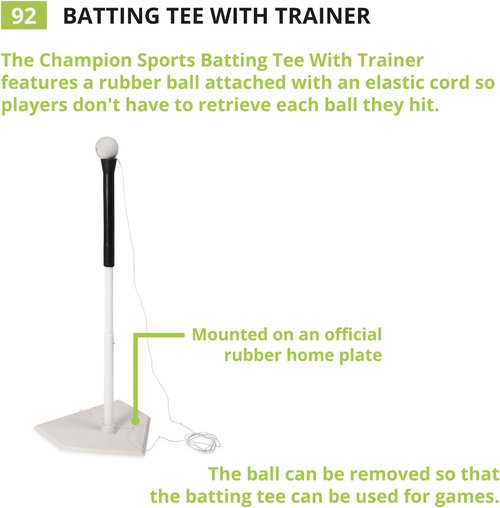 Champion Sports Deluxe Batting Tee - Adjustable Rubber Baseball & Softball Tee for Home Use, Multiple Styles