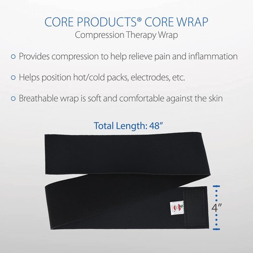 Core Products Core Wrap, Compression Therapy Wrap, Black - 4" X 48"