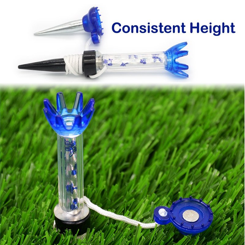FoRapid 3"/80mm Reusable Earth-Friendly Golf Magnet Tee Flex Lift Support Performance Tee/Reduce Resistance/Farther Straighter Drives/8-Prong Durable Rubber Head/8.3" String x3 (Blue)