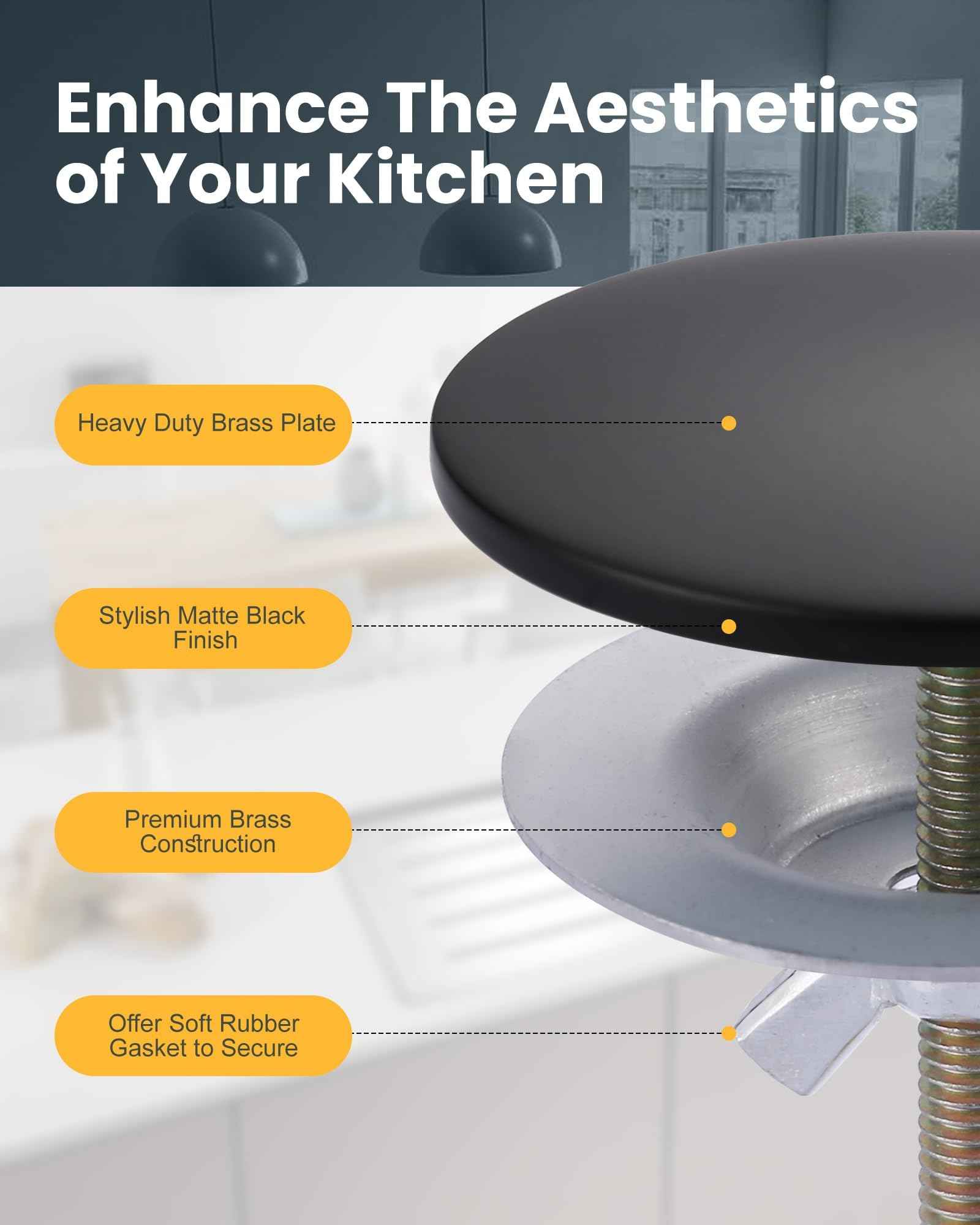 Brass Metal Faucet Hole Cover, 2-PCs Plug for Sink Countertop, Matte Black