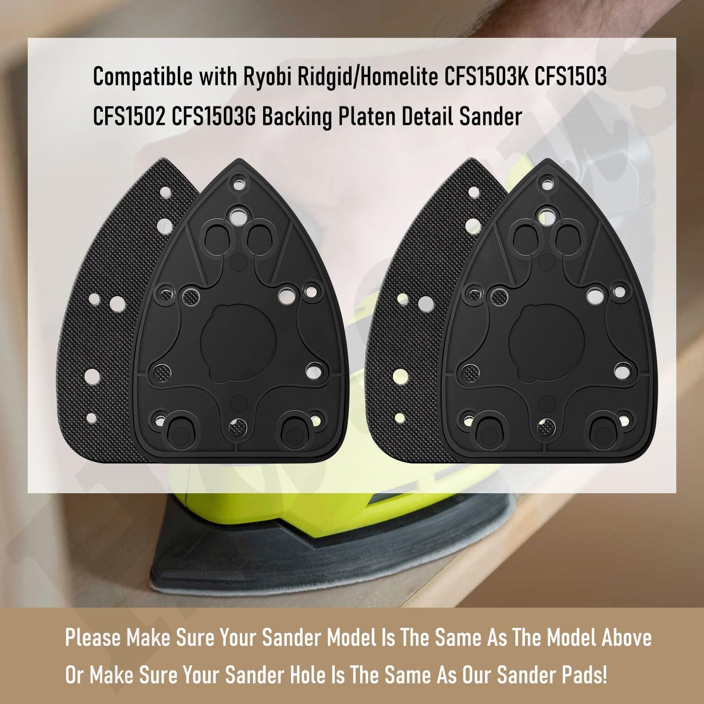 2 Pack 039065005001 Mouse Sander Replacement Pads Compatible with Ryobi Ridgid/Homelite CFS1503K CFS1503 CFS1502 CFS1503G Backing Platen Detail Sander