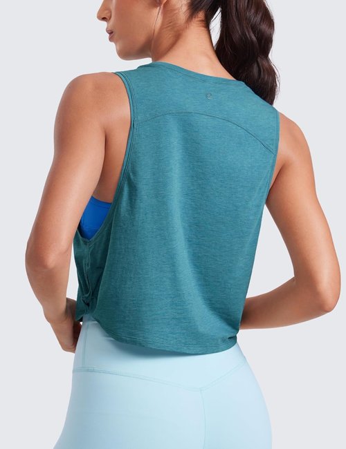 CRZ YOGA Pima Cotton Tank Top for Women - Loose Fit Athletic Sleeveless Crop Shirt | Ideal for Yoga & Gym