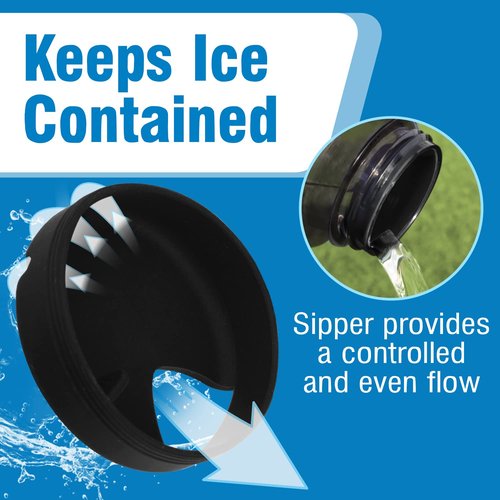 Impresa Silicone Wide Mouth Water Bottle Splash Guard - Compatible with Nalgene Wide Mouth Water Bottles - 3-Pack, Black - Drinking Spout & Sip Insert