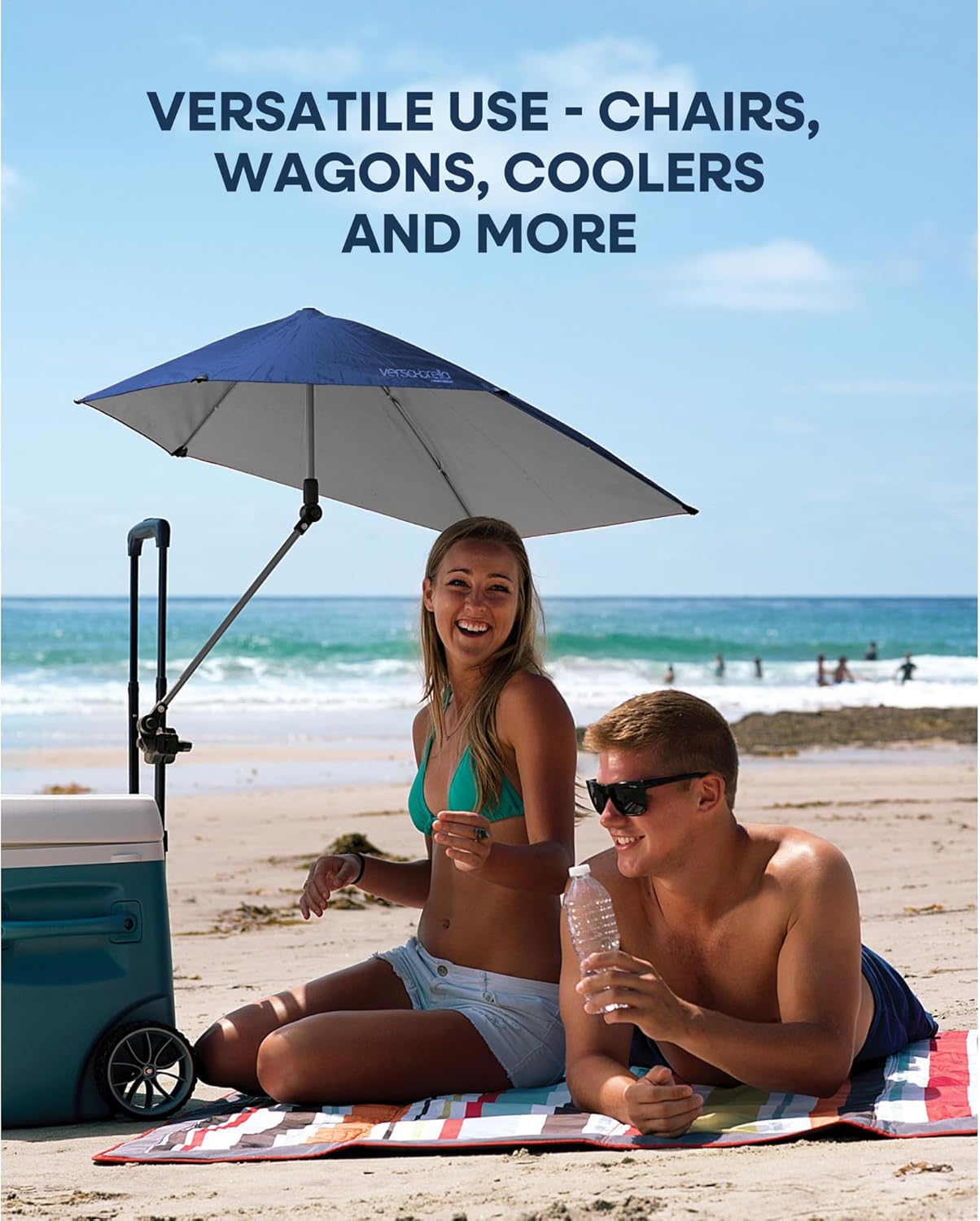 Sport-Brella Versa-Brella Adjustable SPF 50+ Umbrella with Universal Clamp - Perfect for Outdoor Use
