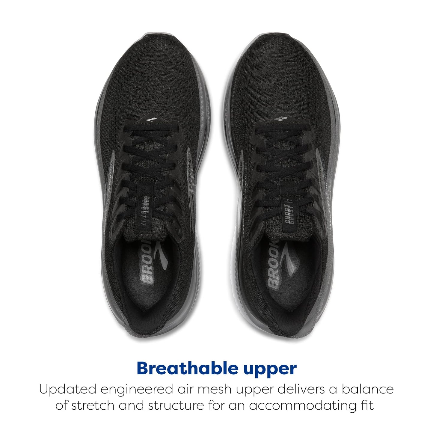 Brooks Womens Ghost 17 Black/Black/Ebony 8.5 Medium