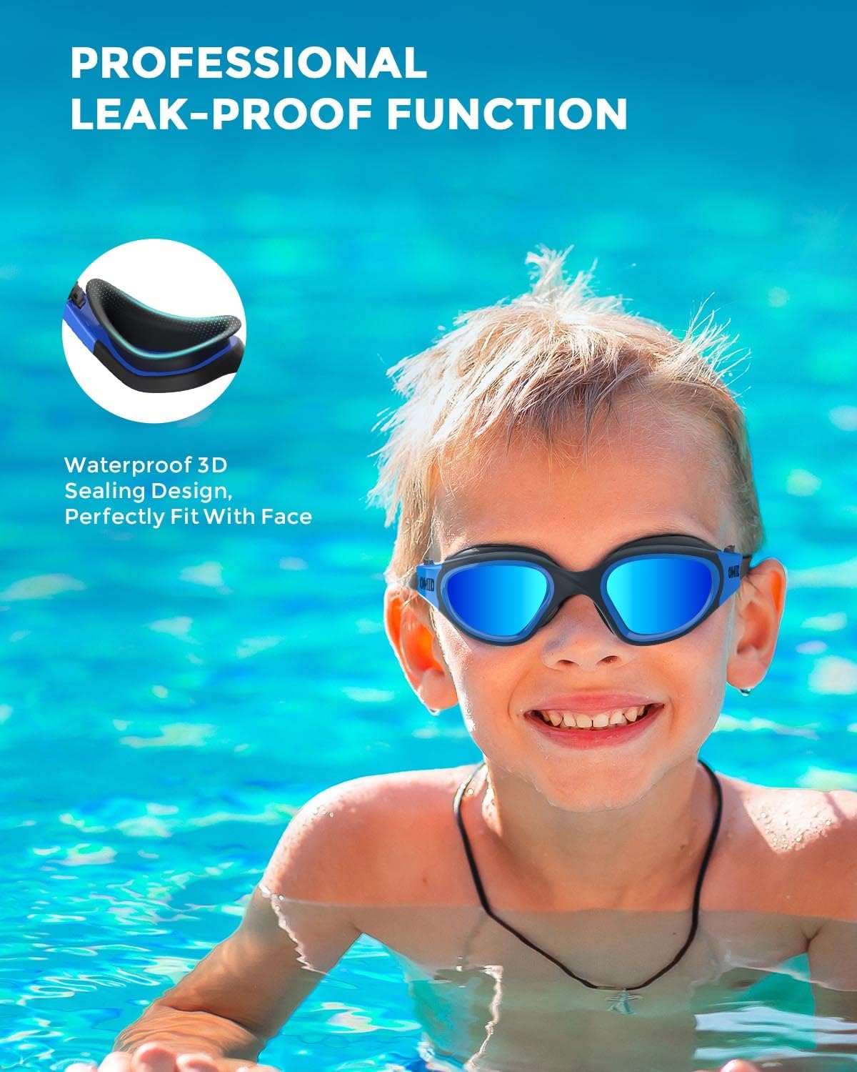 OMID Kids Swim Goggles - Polarized Comfort for Ages 6-14 | Perfect for Clear Vision in Water
