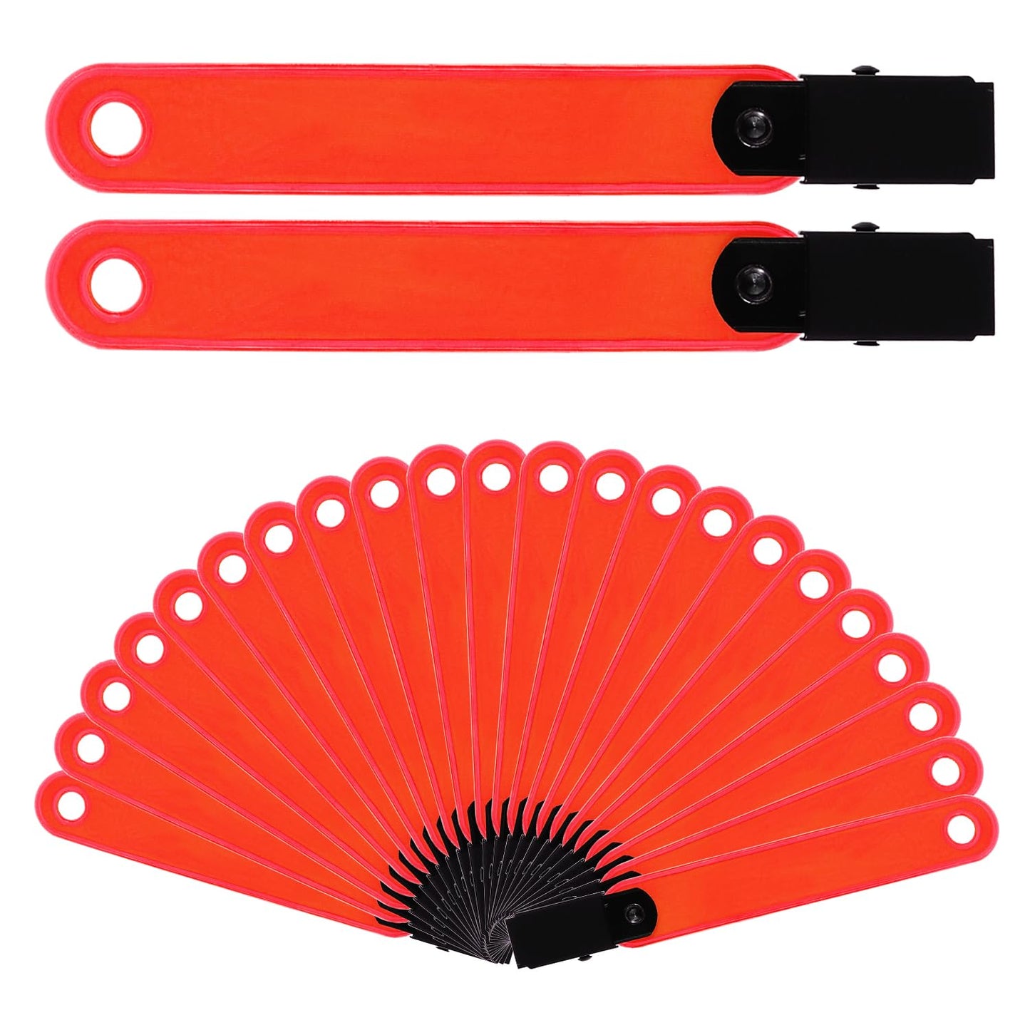 XIHIRCD 24pcs Reflective Trail Markers, Trail Markers with Clips Day & Night Hunting Reflector Trail Markers Trail Marking Tacks for Outdoor Hiking Camping Hunting (Fluorescent Orange)