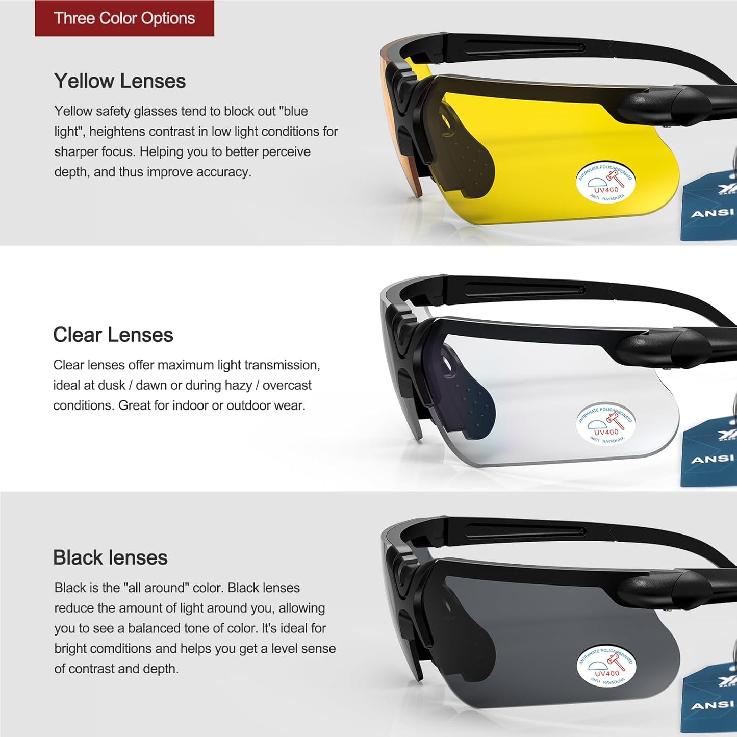 Xaegistac Shooting Glasses - Anti-Fog Safety Glasses with Case for Adults | Perfect for Hunting