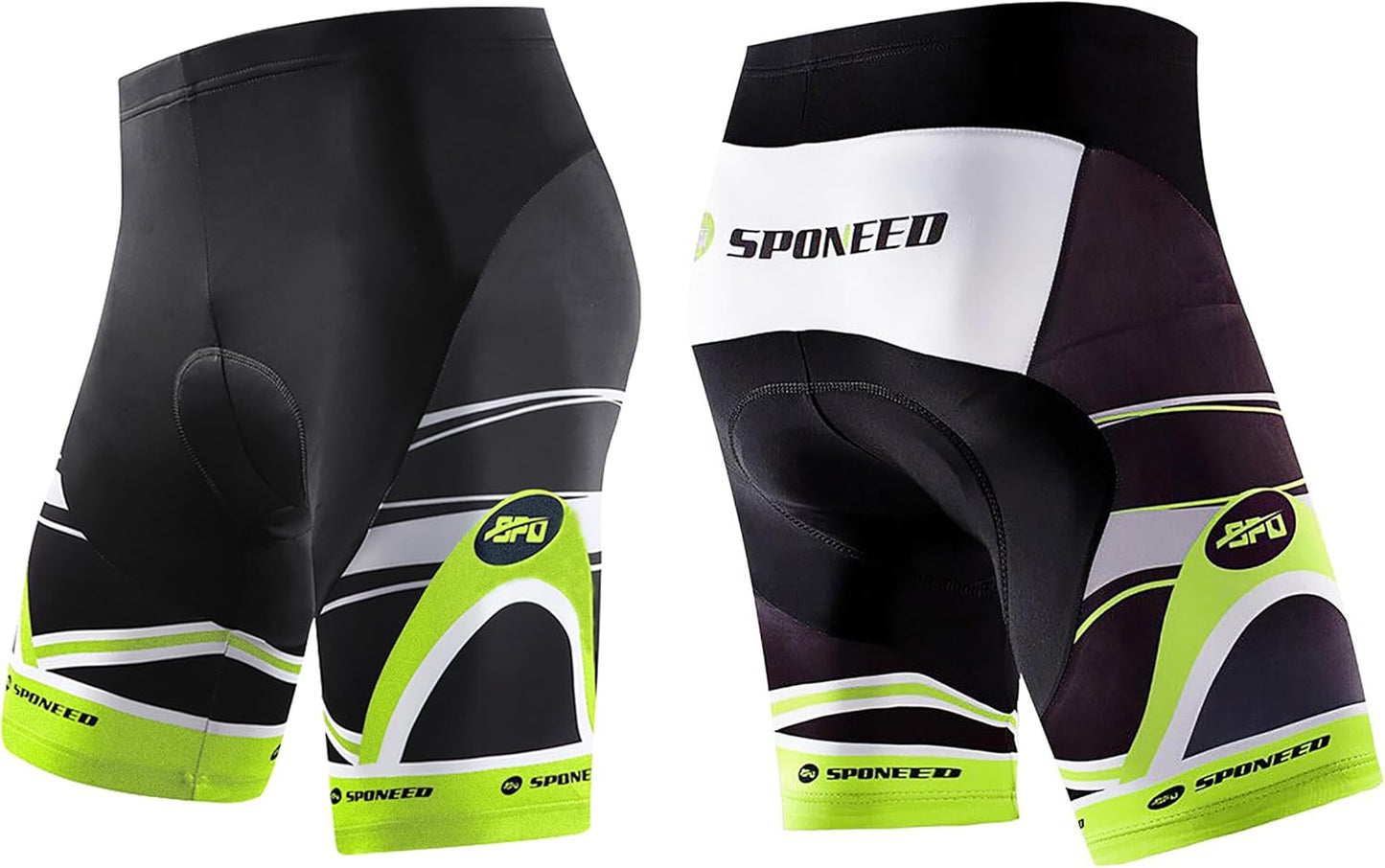 Sponeed Men's Cycling Shorts - Gel Padded Biking Pants for Comfortable Road Rides | Black