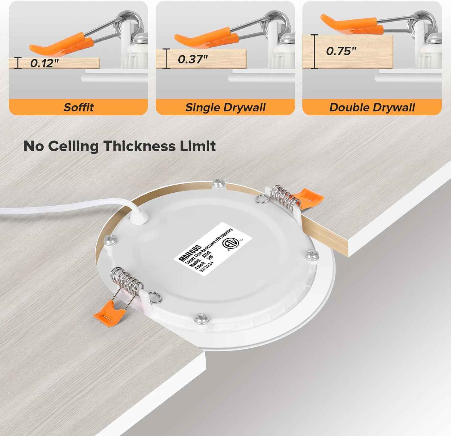 Ultra-Thin 12 Pack 6-Inch Dimmable LED Recessed Lighting - 5CCT Selectable, 1050LM, ETL