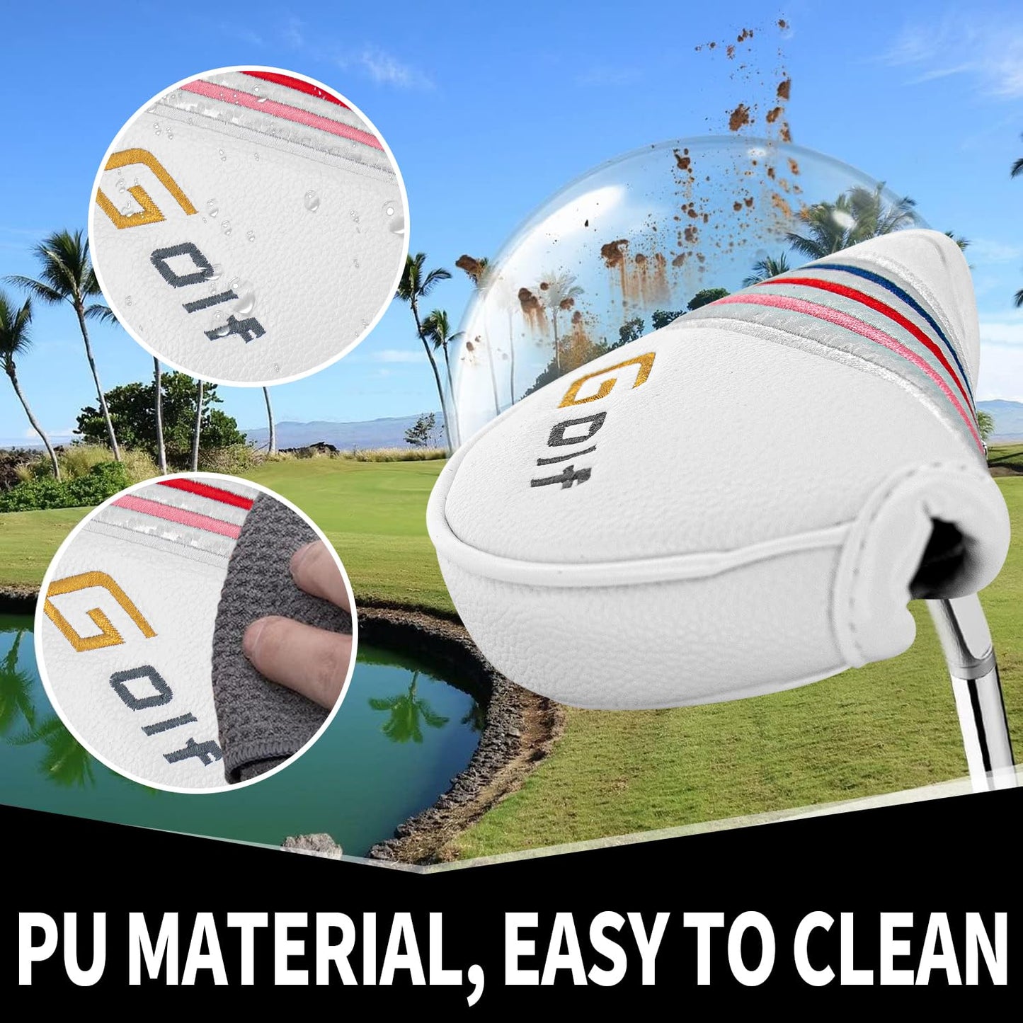 Golf Half Mallet Putter Cover Headcover Magnetic Golf Head Covers Headcovers Club Protective Equipment for Scotty Cameron Odyssey Two Ball Taylormade Durable.