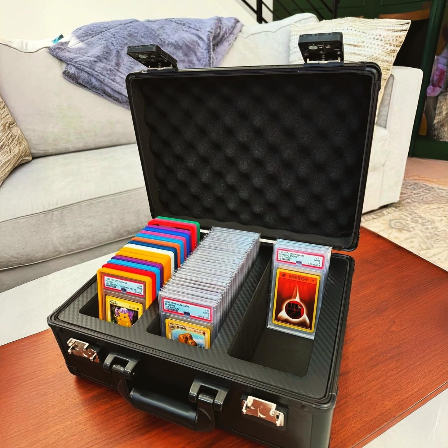 SLAB ARMOR Graded Card Storage Box - 3 Row Case Holds 120+ PSA Slabs | Black with TSA Approved Lock