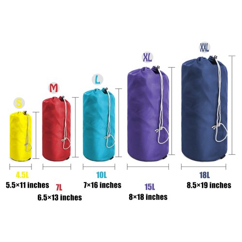 BeeGreen Ditty-Bags-Stuff-Cinch-Bags-for-Backpacking 6 Pack Small Drawstring with Dust Flap Compression Sack Bags Foldable Lightweight