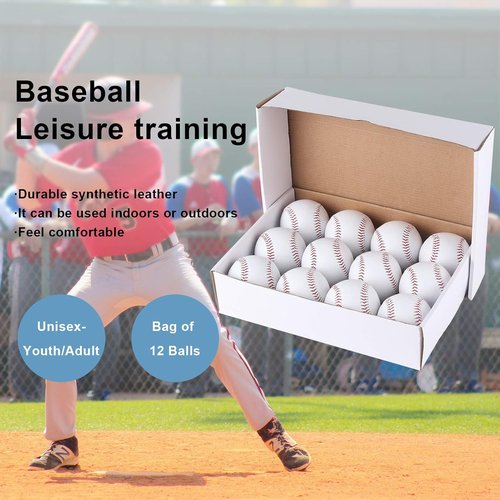 Baseball 12 Ball Pack - Youth & Adult 9-Inch Training Baseballs for Pitching & Autographs