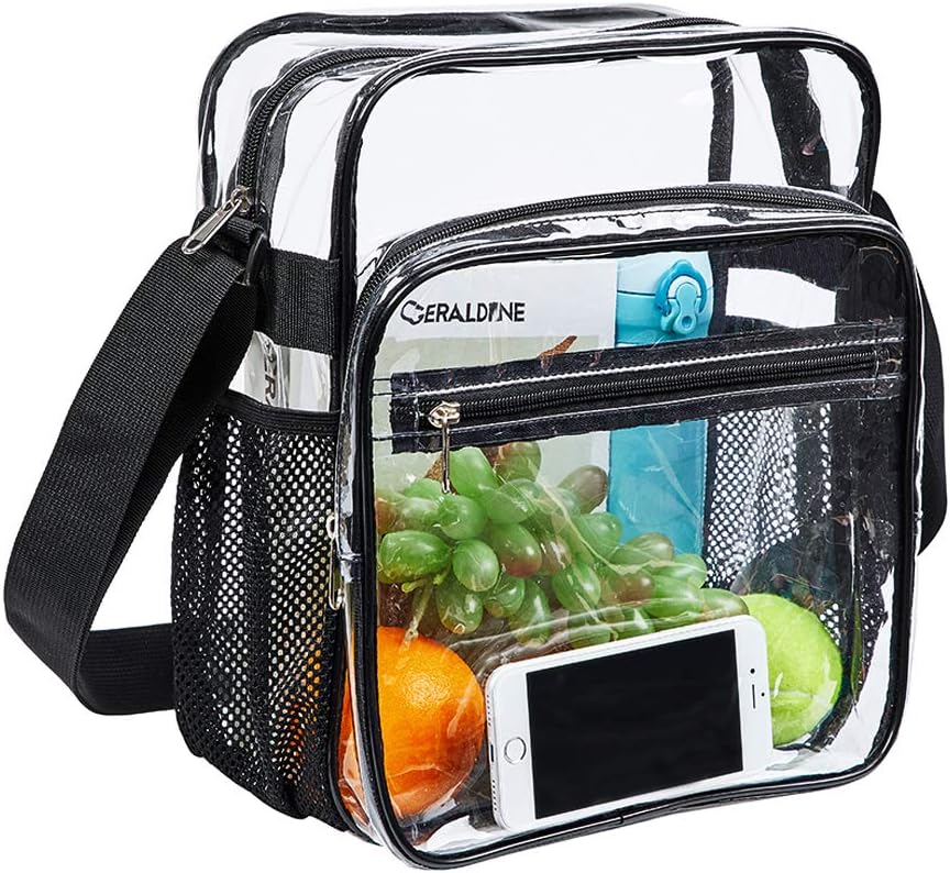 Skiennix Clear Stadium Approved Bag - Crossbody Messenger with Adjustable Strap for Events