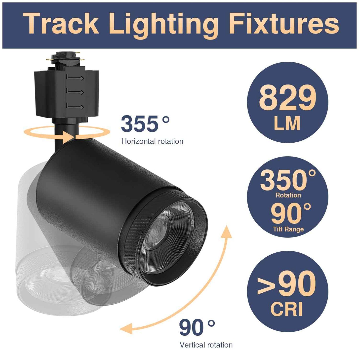 be studied 10W LED Black Track Lighting Heads, H Type Track Lighting Rail Ceiling Spotlight for Accent Task Wall Art Exhibition Lighting, and Wall Art Display Illumination 3000K-5700K, CRI90+ (6-Pack