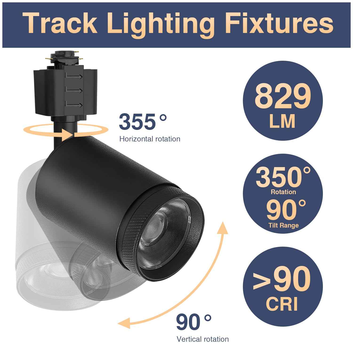 be studied 10W LED Black Track Lighting Heads, H Type Track Lighting Rail Ceiling Spotlight for Accent Task Wall Art Exhibition Lighting, and Wall Art Display Illumination 3000K-5700K, CRI90+ (6-Pack