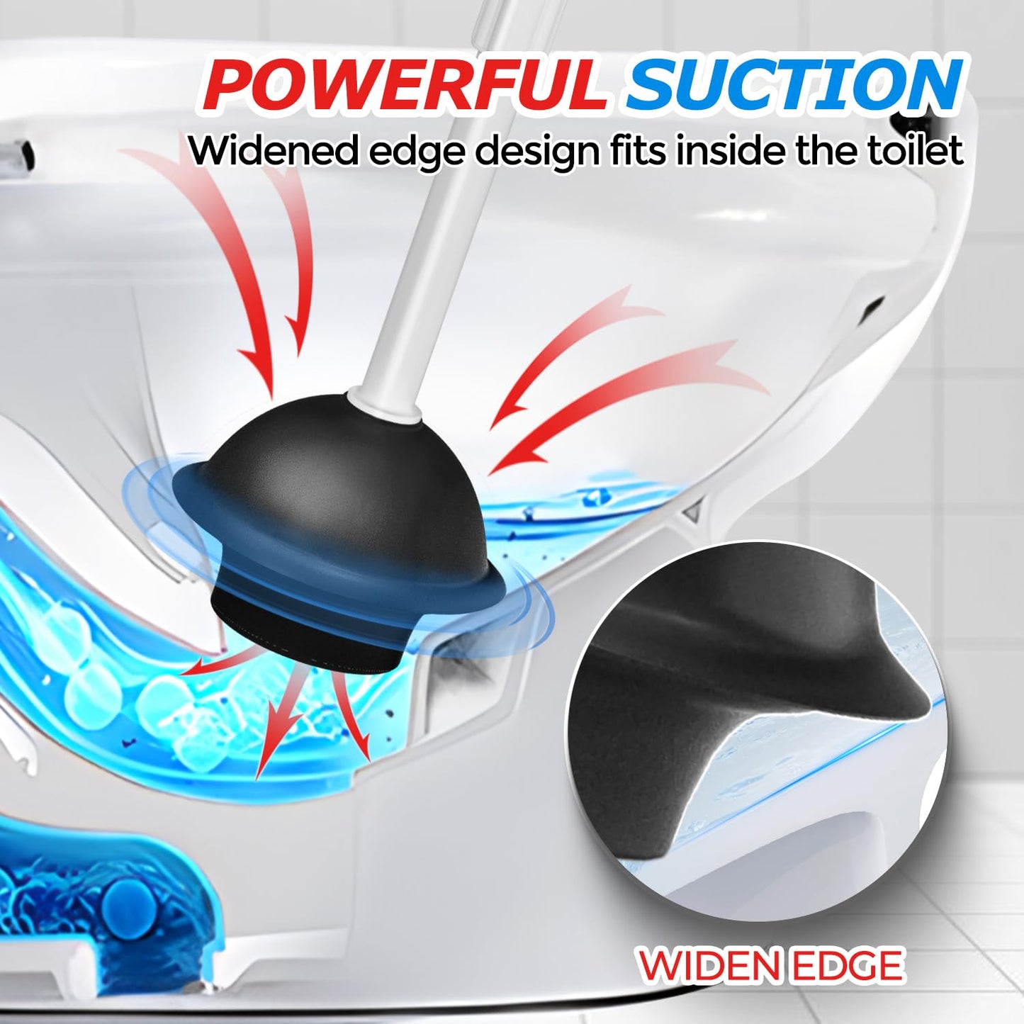 FORASTO Toilet Plunger with Holder,Plungers for Bathroom with Holder,Heavy Duty Plunger with Cover,Bathroom Decor，Bathroom Accessories，Toilet Bowl Cleaners,Silver White（21inch）