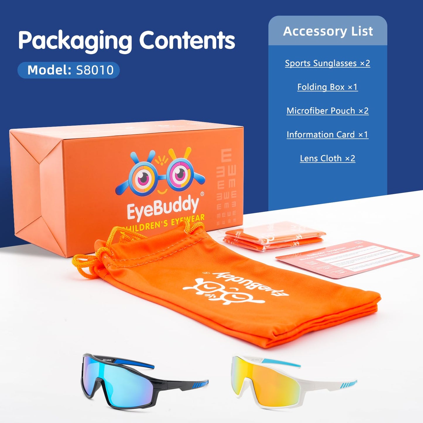 EYEBUDDY Kids Sunglasses Youth Baseball Sun Glasses Boys Girls Softball Sports UV400 Protection Goggles Age 6-12