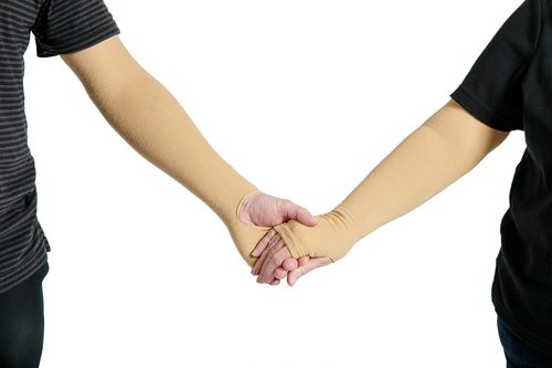 GeriGlove Prevent Products, Inc Elderly Skin Protector, Thin Skin Tear & Bruise Protective Arm Sleeve - Made in USA One Pair per Package (Medium/Beige)