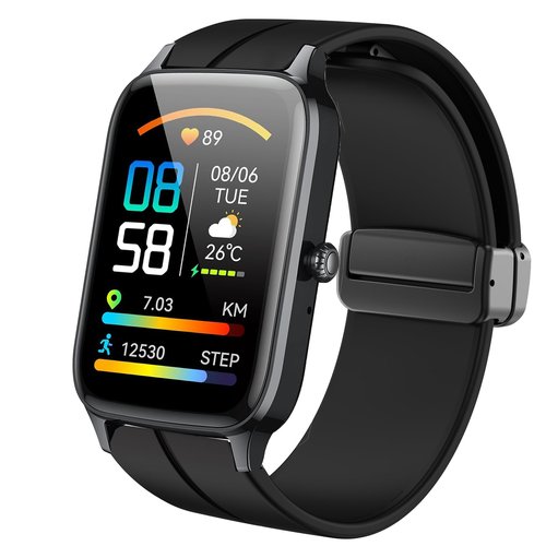 Lamshaw Compatible with Dyurwa P97 Smart Watch Band, Soft Silicone Sport Wristband Replacement Straps Compatible for Soudorv P97, Dyurwa P97 Smart Watch (Black)