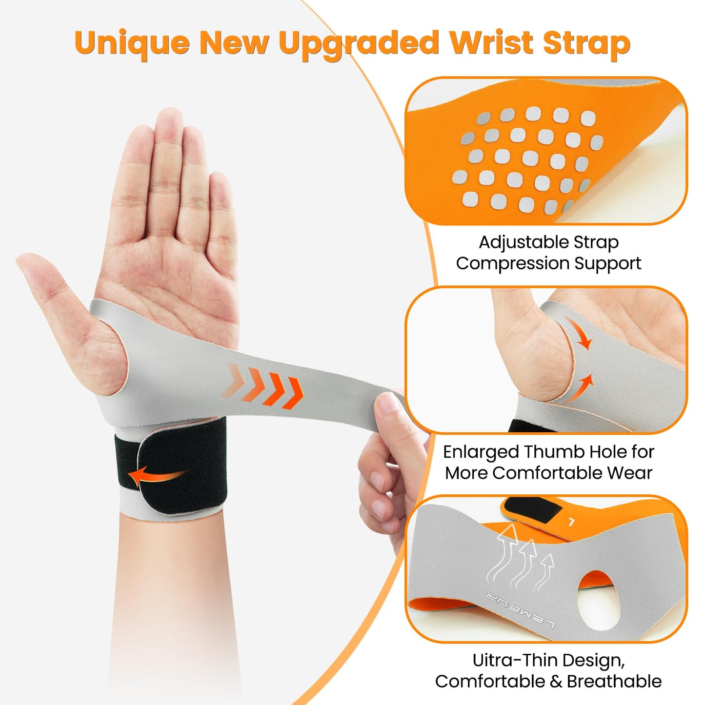 LEMEUR Carpal Tunnel Wrist Brace Ulnar Wrist Brace, Ultra-Thin Elastic Hand Brace for TFCC Tear, Adjustable Wrist Wrap Helps Relieve Tendinitis Arthritis Carpal Tunnel Pain（Left Hand）