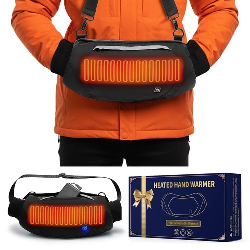 Heated Hand Warmer Rechargeable with 10000mah Battery, Electric Hand Warmer Pouch with 3 Settings, Heated Gloves for Men Women, Electric Hand Muff Pocket for Football, Hunting, Golf, Fishing
