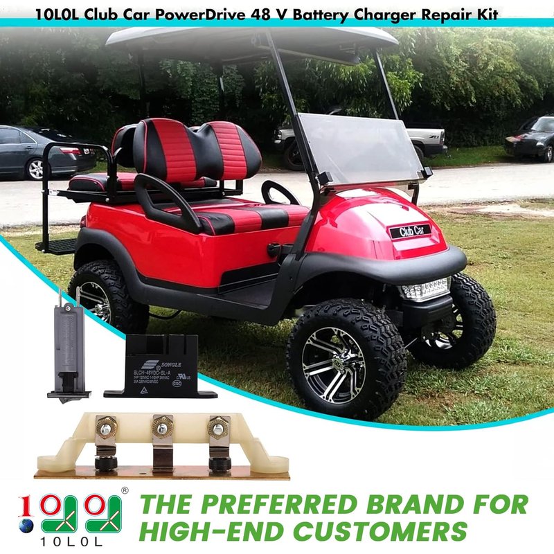 10L0L Golf Cart Battery Charger Repair Kit for 48V Club Car Powerdrive #17930, Incl. Relay, Heat Sink Assembly and Circuit Breaker, OEM# 103414901, 1015914, 101828701