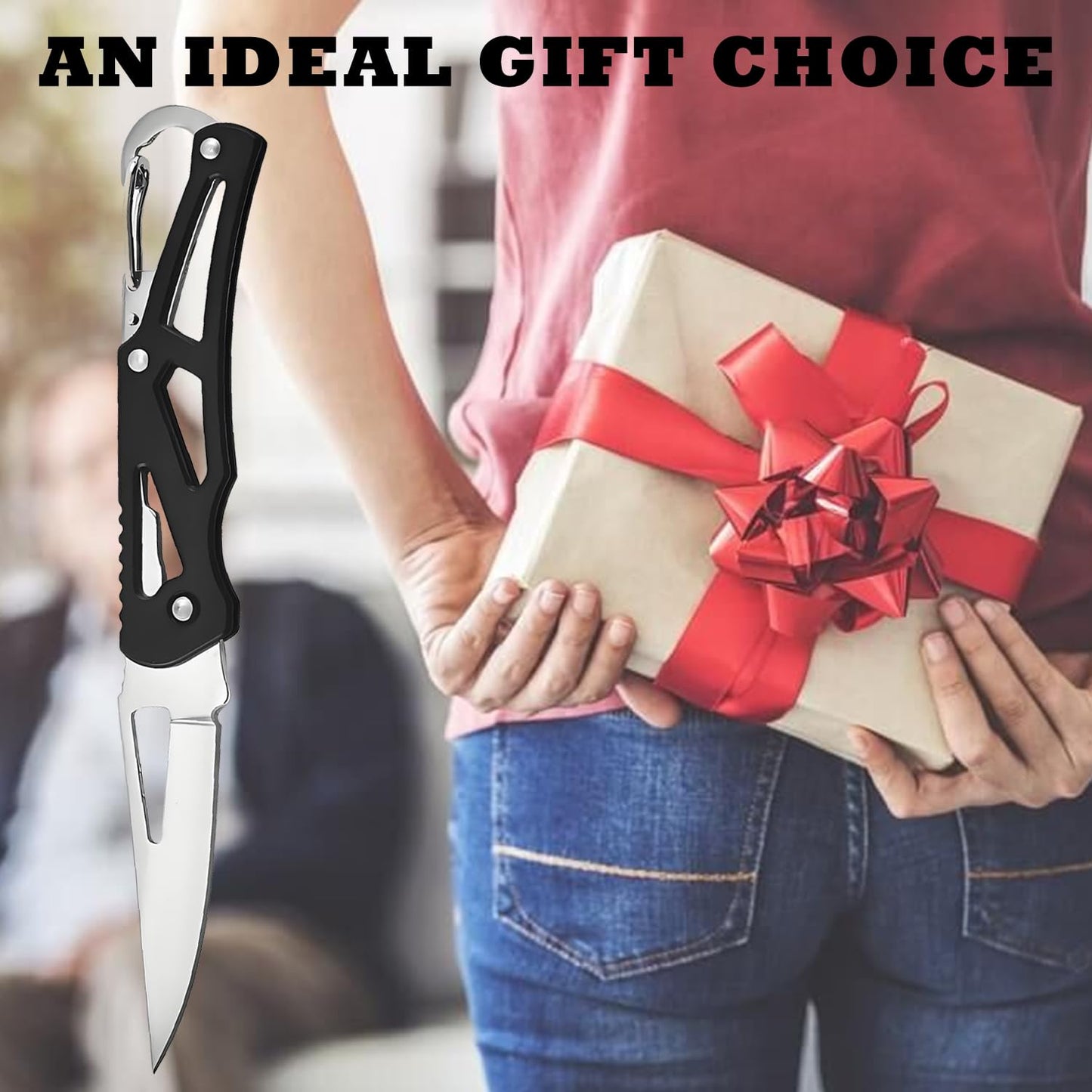 Daemson 4PCS Folding Knives with Keychain Ring, Compact Stainless Steel Pocket Knives, Small Pocket Knife for Outdoor, Camping, Survival, and Everyday Carry (Black, Silver, Blue, Green)