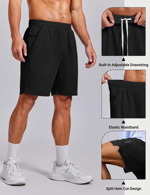 COOFANDY Mens Athletic Running Shorts Quick Dry Gym Workout Fitness Bodybuilding Training with Pockets Black