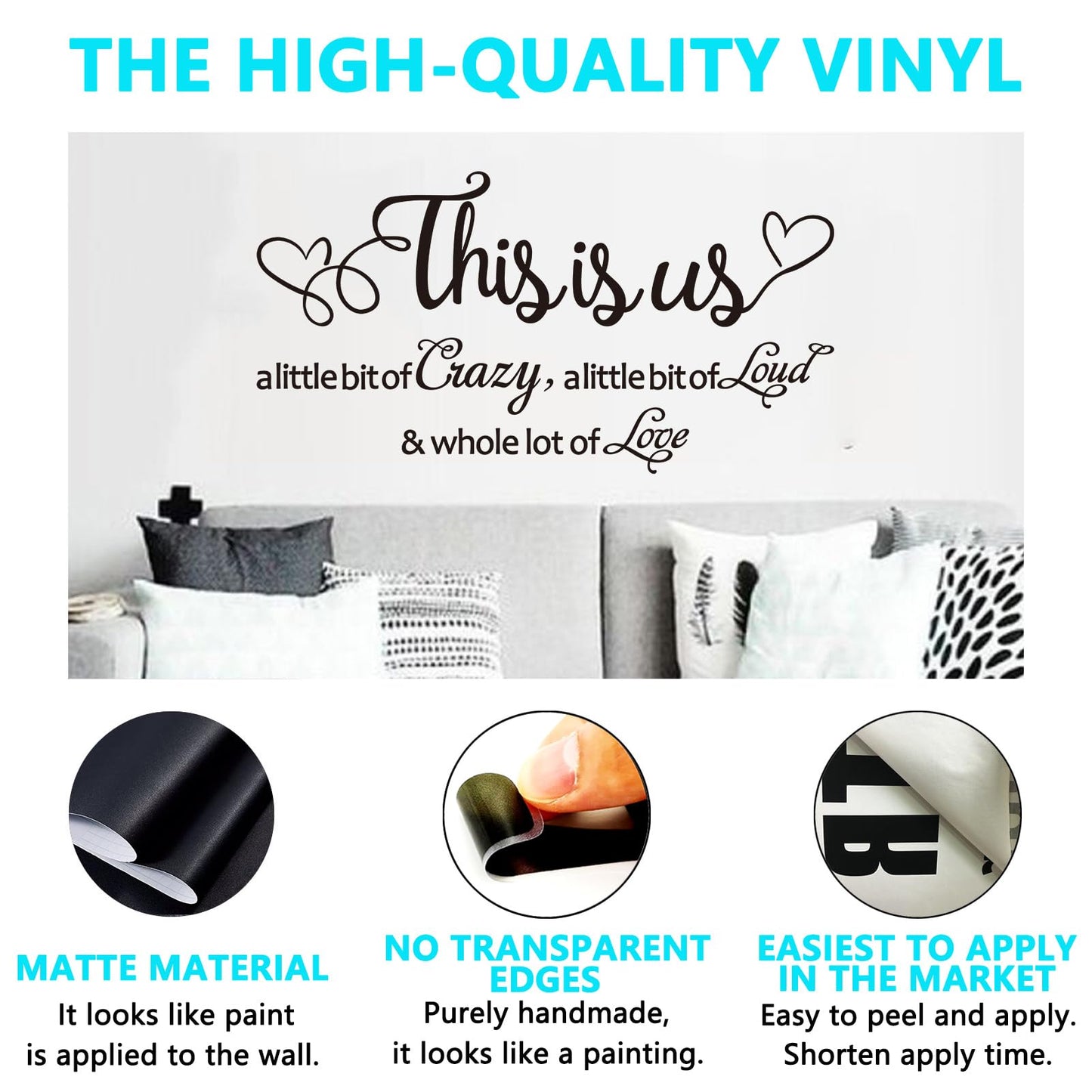 Inspirational Family Wall Stickers for Bedroom: Motivational Home Quotes Vinyl Art Wall Decals for Living Room Kitchen Apartment Bathroom - This is US 21" X 11"