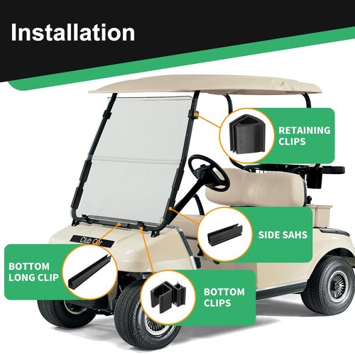 iLSKW Golf Cart Windshield Clip for Club Car DS 1982-2000.5 Fit for 1"x1" Square Tube Include Windshield Sash Clips, Windshield Retaining Clips Bottom Kit OEM#102005801/102005901/102005701/102163001