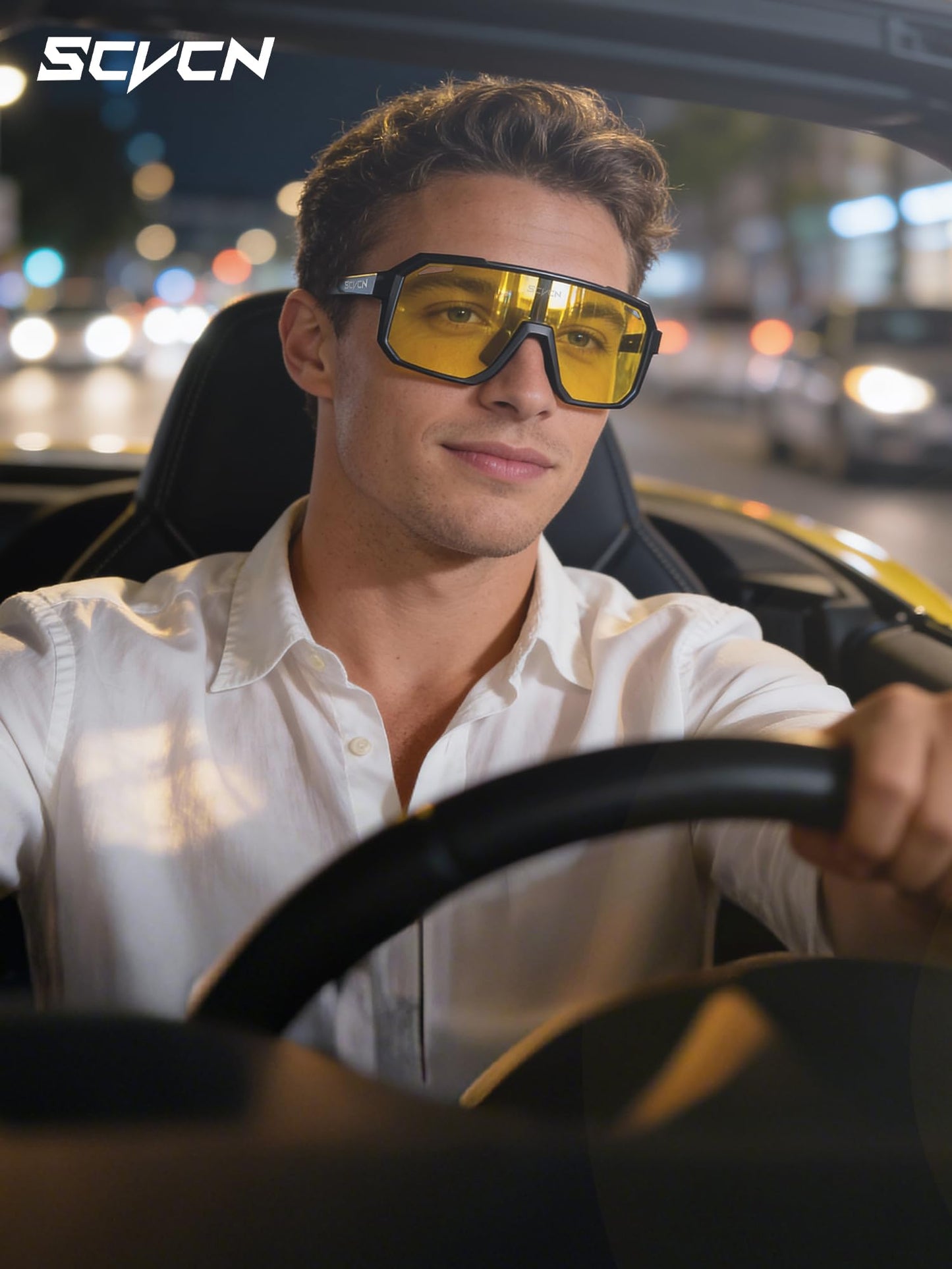 SCVCN Night Vision Driving Glasses Anti Glare Polarized Yellow Lens Women Men Goggles Sport Sunglass Bicycle MTB Running Cycling Mountain Bike Biking BMX Fishing Running 501