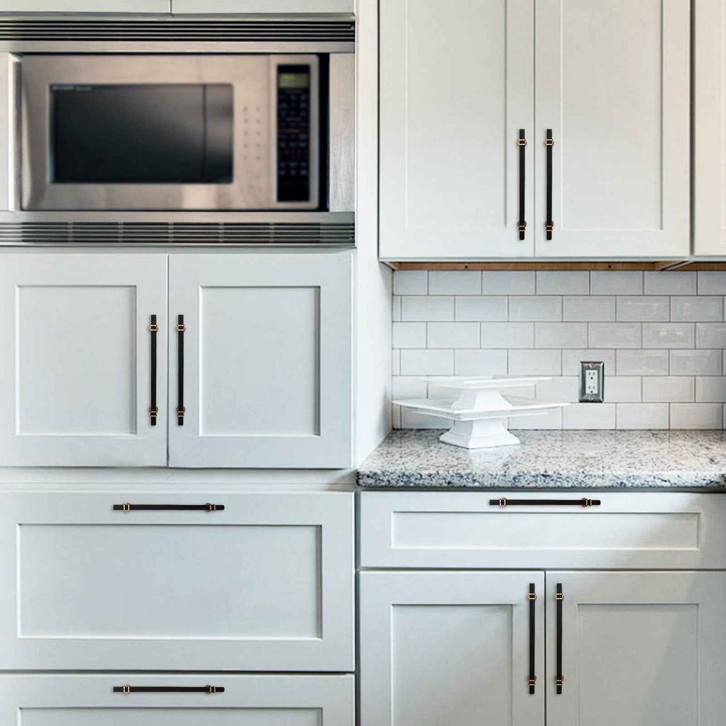 KOMOTIA 10 Pack 12-5/8 Inch Cabinet Pulls knurled Matte Black and Champagne Bronze Kitchen Cabinet Handles Aluminum and Zinc Alloy Drawer Pulls Solid Cabinet Hardware