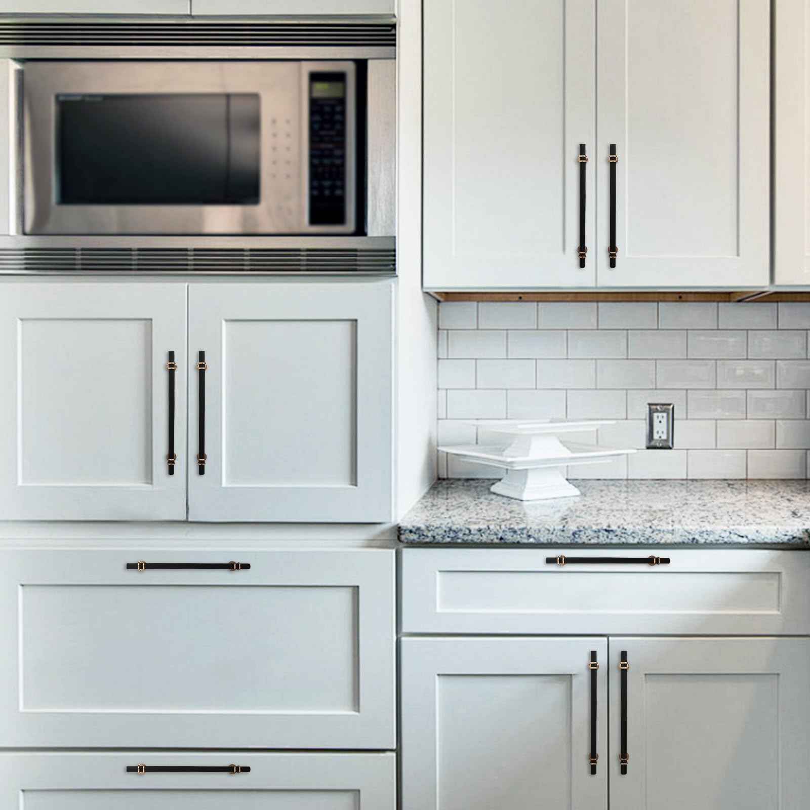 KOMOTIA 10 Pack 12-5/8 Inch Cabinet Pulls knurled Matte Black and Champagne Bronze Kitchen Cabinet Handles Aluminum and Zinc Alloy Drawer Pulls Solid Cabinet Hardware