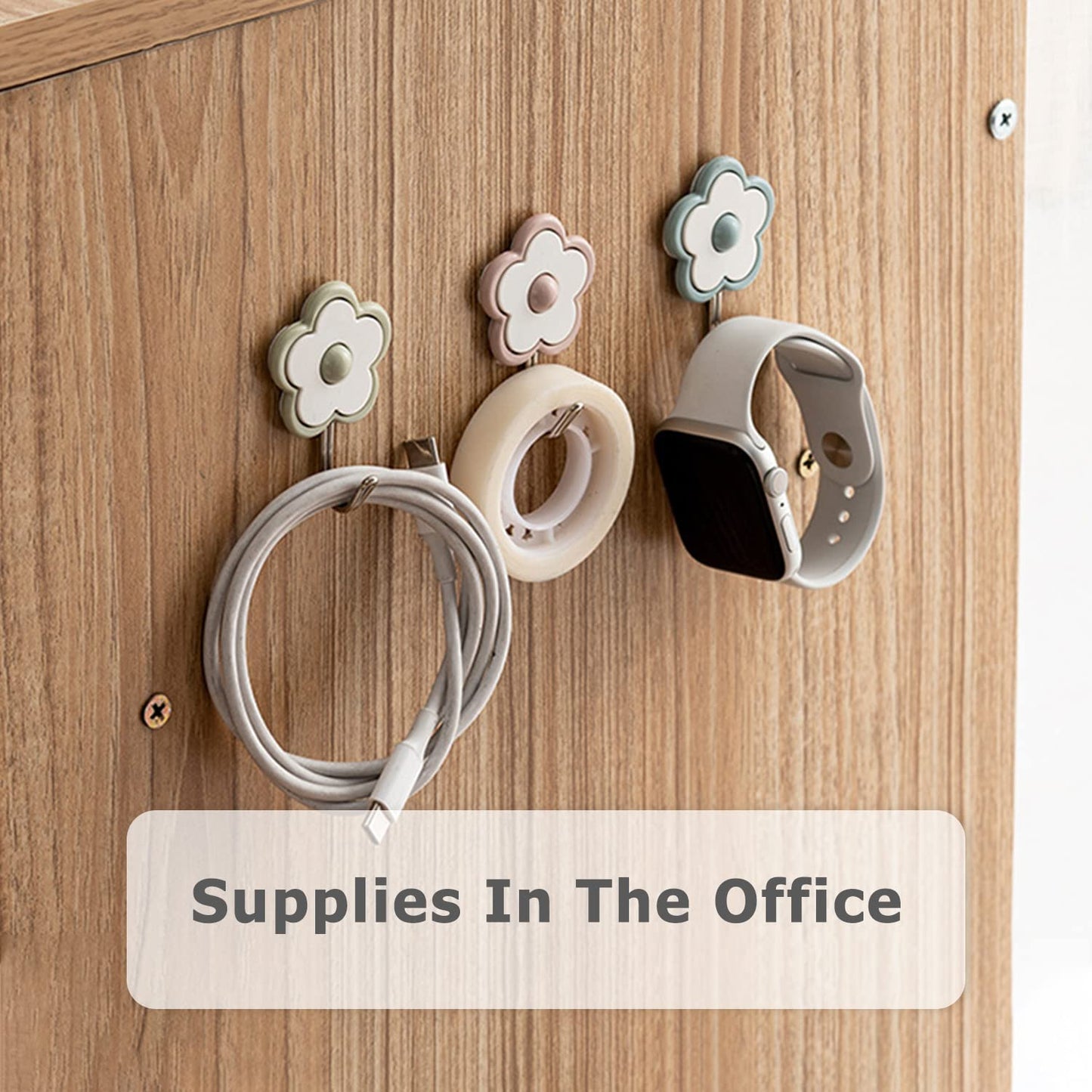 Ristpal [5 Pack] Cute Floret Utility Hooks Heavy Duty Up to 5 Pounds, Waterproof and Oil Proof. Hanging Key. Stick On Wall Kitchen Bathroom Ceiling Or Office Windows Hangers (Purple), FH03