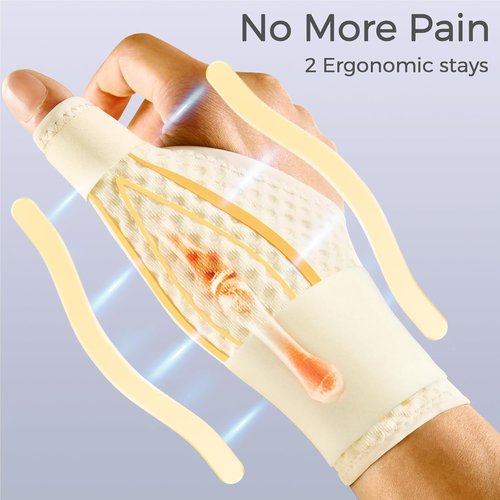 FREETOO Thumb Brace for Arthritis Pain Relief - Right/Left Hand Support | Beige Splint for De Quervain's Tenosynovitis