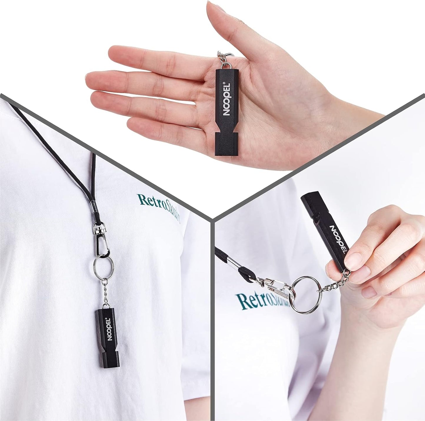 Noopel Emergency Whistle - Loud Lifeguard Safety Whistle with Lanyard & Keychain for Outdoor Adventures