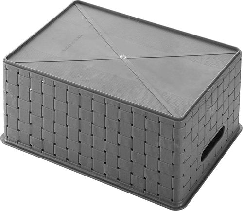 Bekith Woven Plastic Storage Baskets - 9 Pack Organizing Bins for Toys & Accessories | 10" L x 7" W x 4.4" H, Grey